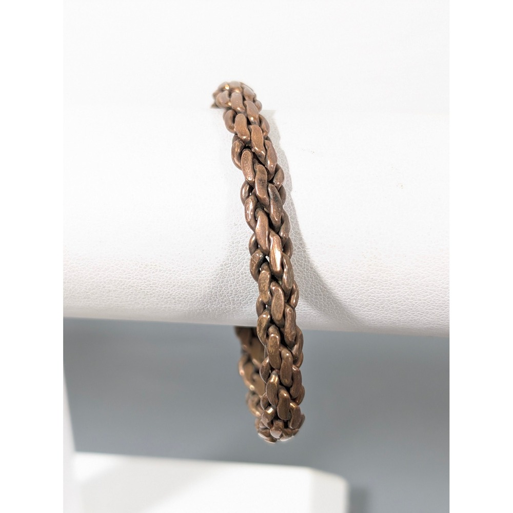 Vintage Copper Serpentine Chain Link Cuff Bracelet Woven Bangle 6 Inch